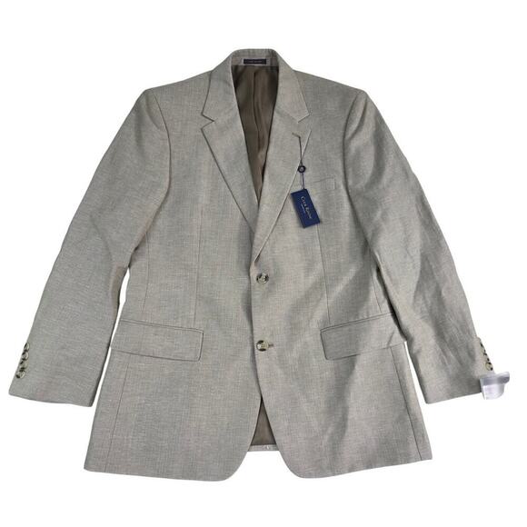Club Room Sport Coat 42R — Linen Blend Herringbone Gray NWT